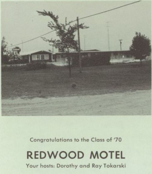 Redwood Motel - 1970 Yearbook Ad (newer photo)